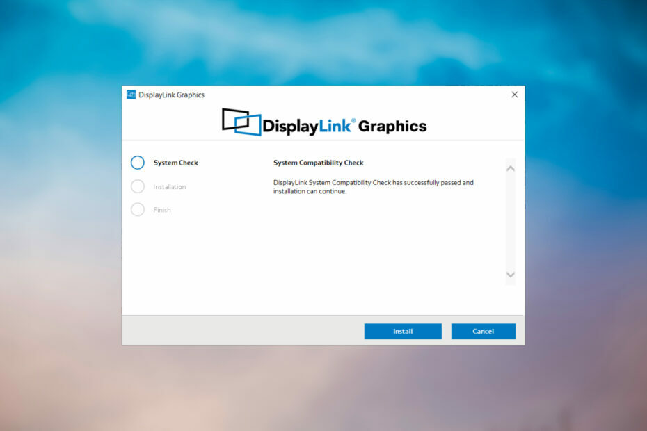 Окна установки приложения DisplayLink