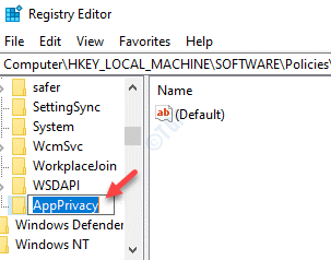 Editor del registro Windows Nuova chiave Rinomina Appprivacy