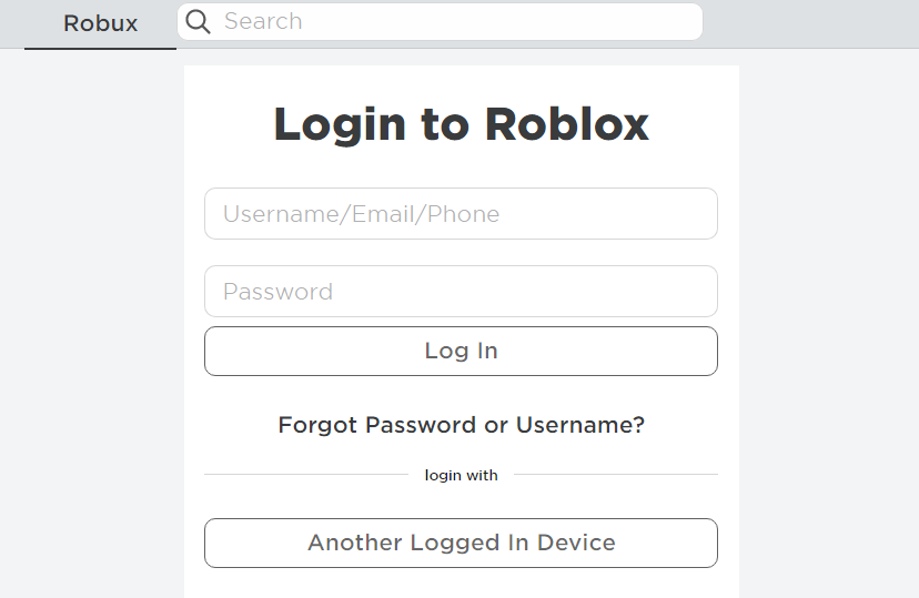 Melden Sie sich auf der Roblox-Seite an. Roblox-Fehlercode 264