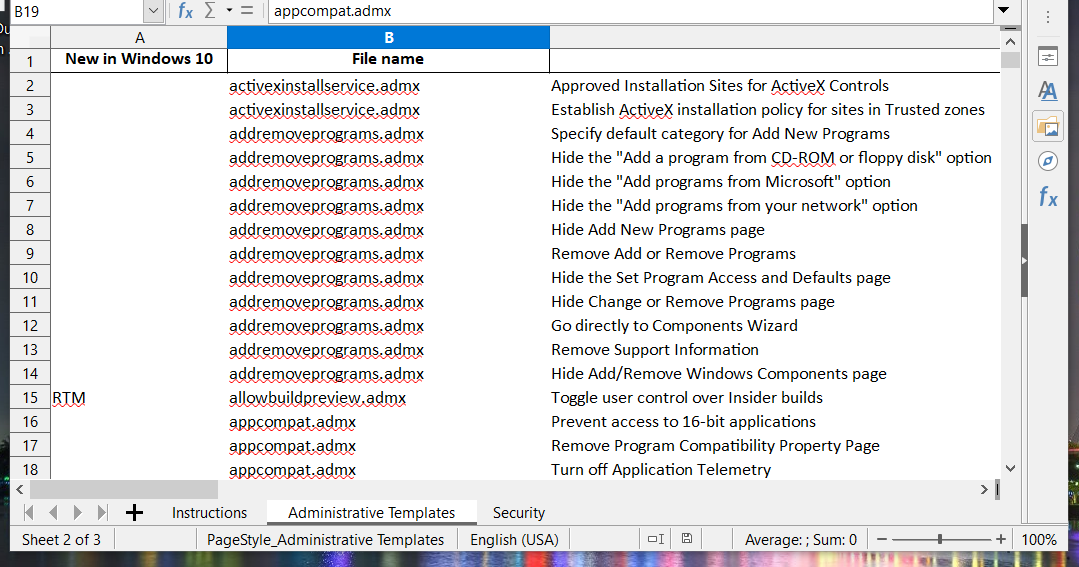 Электронная таблица групповой политики windows 11 admx