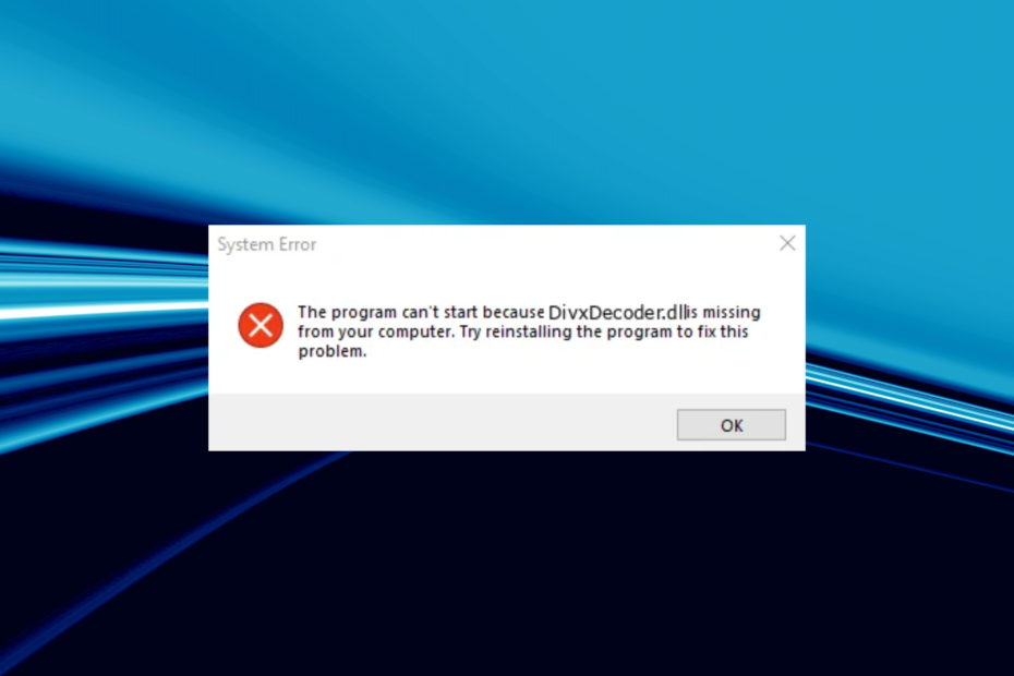 repareer ontbrekende DivxDecoder.dll in Windows