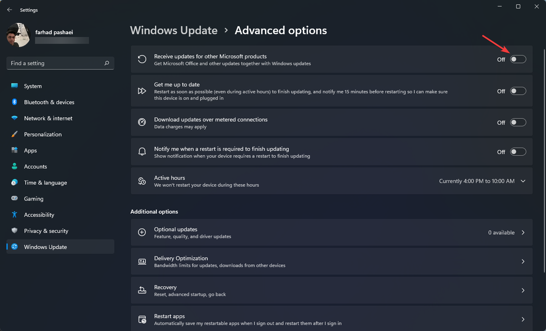 aktiver Modtag opdateringer til andre Microsoft-produkter, når du opdaterer Windows for at rette Windows 11 WSL-fejl