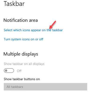 Área de notificação de configurações da barra de tarefas Selecione quais ícones aparecem na barra de tarefas