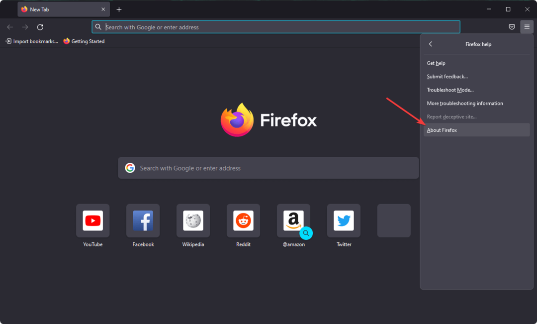 النقر فوق Firefox