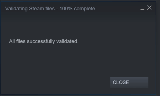 Steam-Dateien validieren - Erfolg