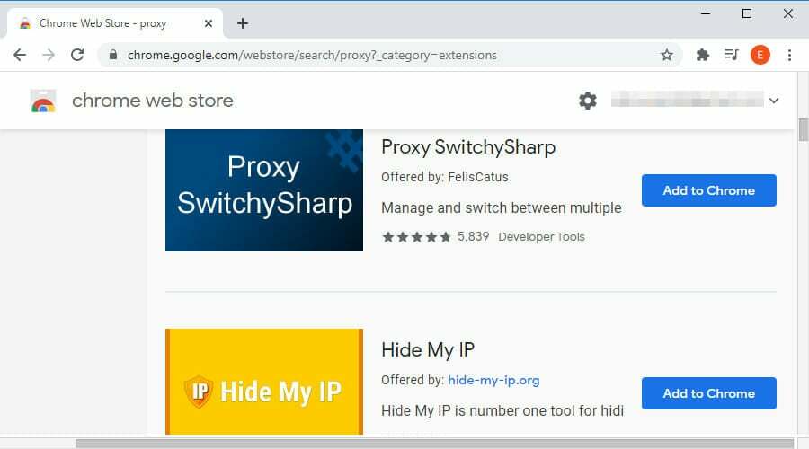 installeer een proxy in de Chrome Web Store