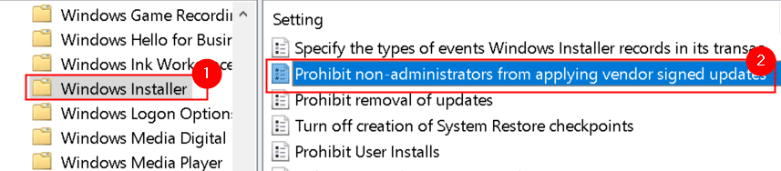Windows Installer Verbied niet-beheerders Min
