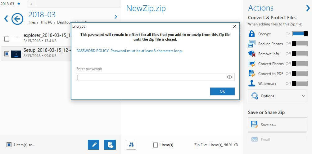 Zip-Passwort setzen winzip