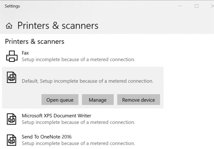 Rimuovi la stampante dalle impostazioni di Windows 10