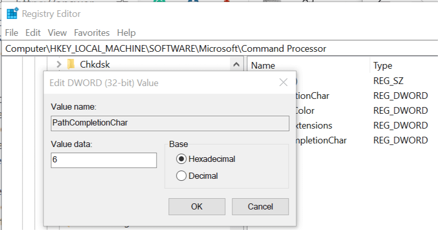 Windows10コマンドプロンプトのオートコンプリートが機能しない
