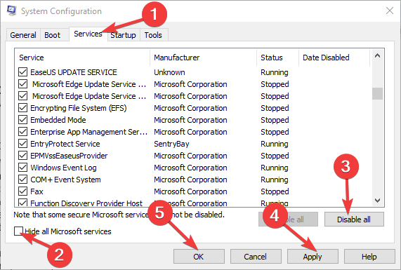 Masquer les services Microsoft - l'explorateur de fichiers Windows n'affiche pas la barre supérieure