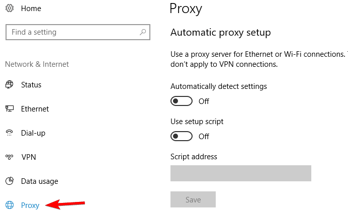Impossibile connettersi al server proxy Microsoft Edge