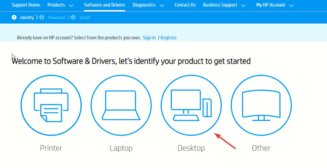 Wählen Sie den Gerätetyp aus: Laptop oder Desktop