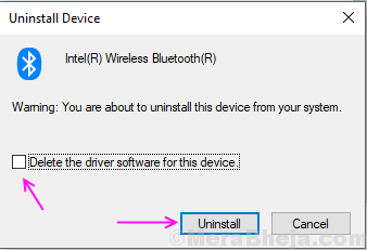 Bekræft Afinstaller Bluetooth Driver