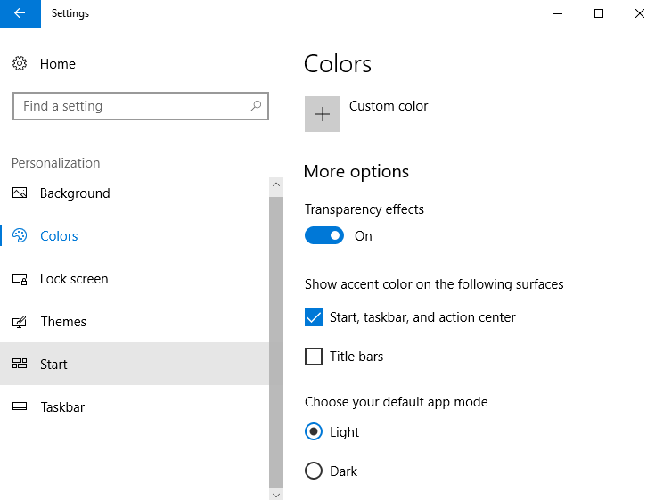 Taakbalk Accentkleur weergeven Windows 10