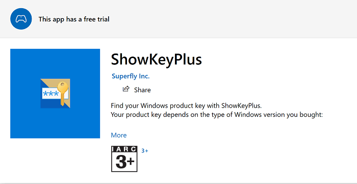 Norėdami atkurti „Windows 10“ produkto raktą iš neįkraunamo standžiojo disko, naudokite programą „ShowKeyPlus“
