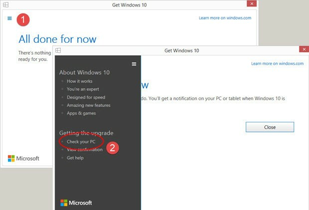 Holen Sie sich Windows 10 und überprüfen Sie Ihren PC