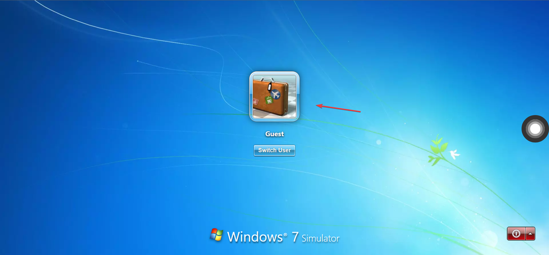 perfil de invitado en el simulador de Windows 7