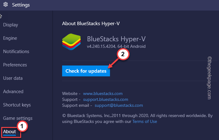 Bluestacks Controleren op update Min
