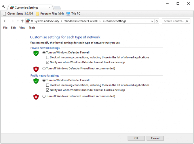 Sammuta WDF-asetukset Outlook error 0x8004010f Windows 10