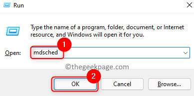 Paleiskite „Windows“ atminties diagnostikos programą Min