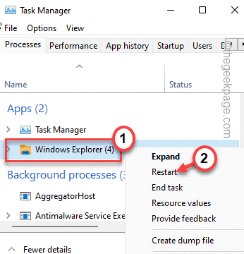 Neustart des Windows Explorers Min