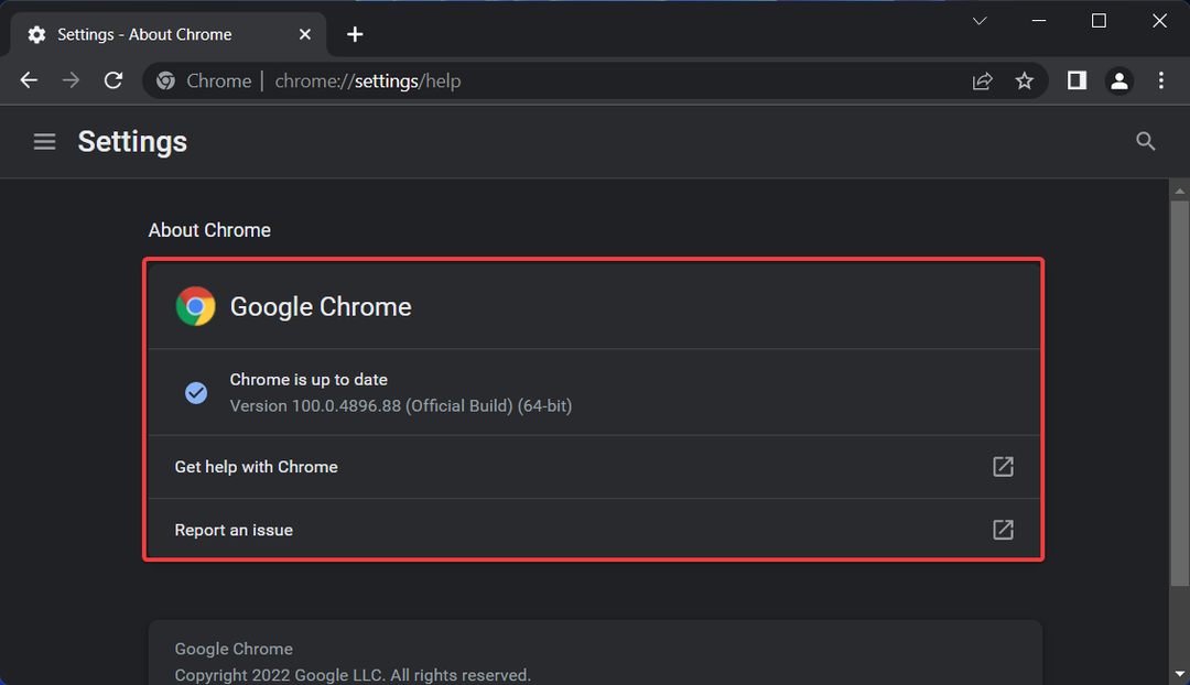 обновленный код ошибки Chrome 5