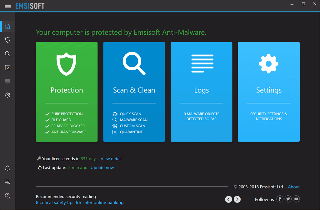 Emsisoft Kötü Amaçlı Yazılımdan Koruma