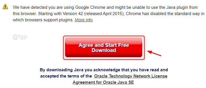 Съгласете се и започнете да изтегляте Java