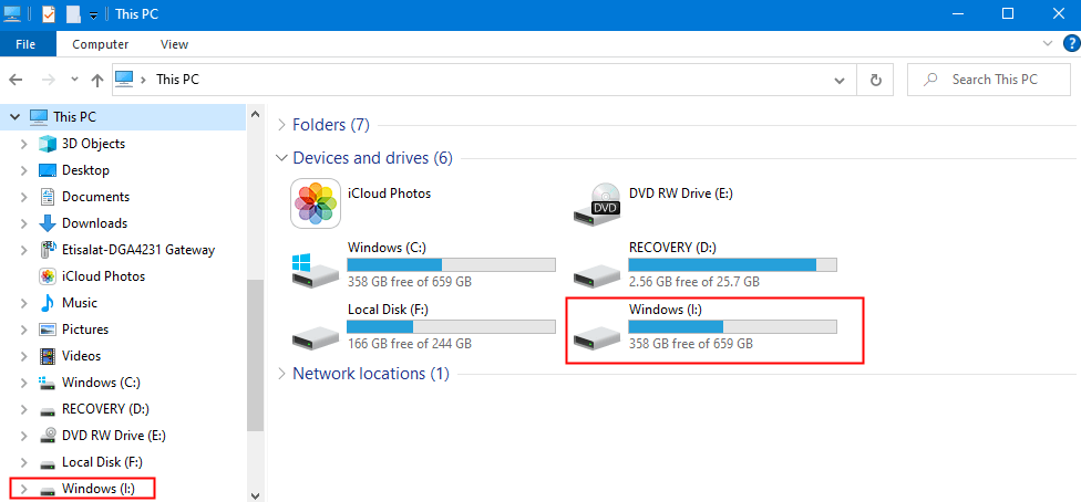 Kausta ühendamine virtuaalse kettana Windows 10-s