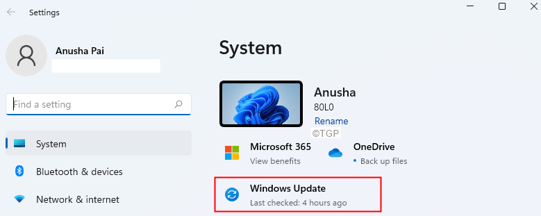 Napsauta kohtaa Windows Update Min