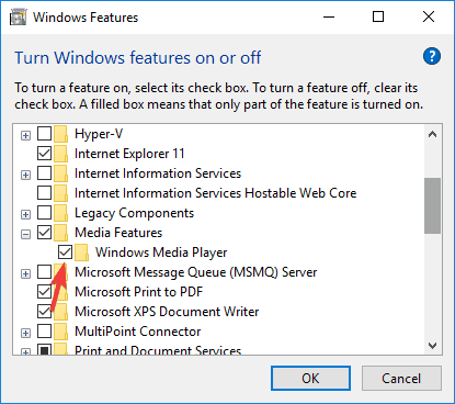 Windows-funktioner Windows Media Player visar inte bara video