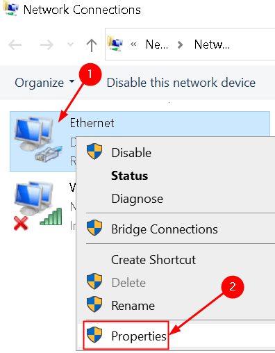 ネットワーク接続のプロパティ現在のネットワーク最小