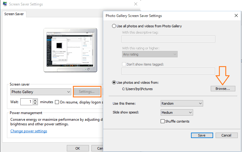 Ekraanisäästja rakendamine Windows 10-s
