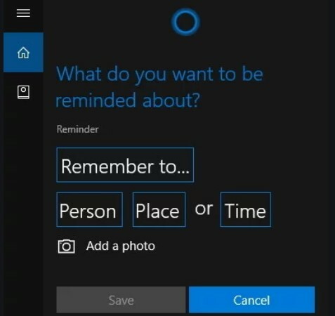 Opomba Cortana