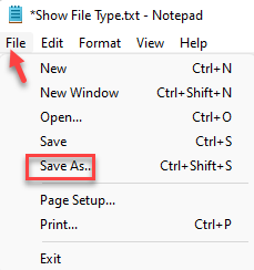Показати тип файлу Текстовий документ Вкладка Файл Зберегти як