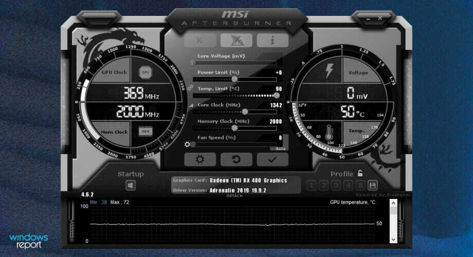 Тайм-аут годинника MSI Afterburner для Windows 11