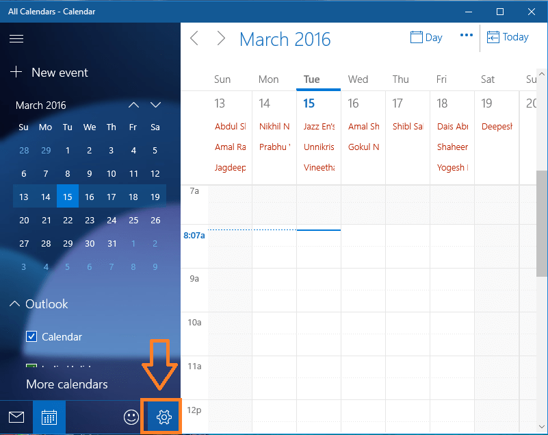 app de calendário