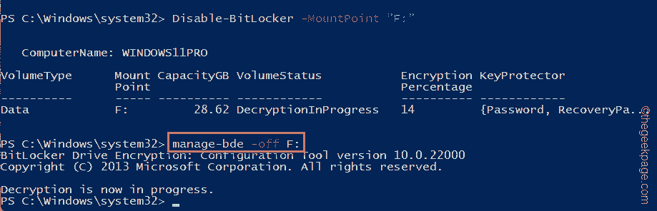 A BITLOKER TITKOSÍTÁS eltávolítása/letiltása Windows 11 rendszerben