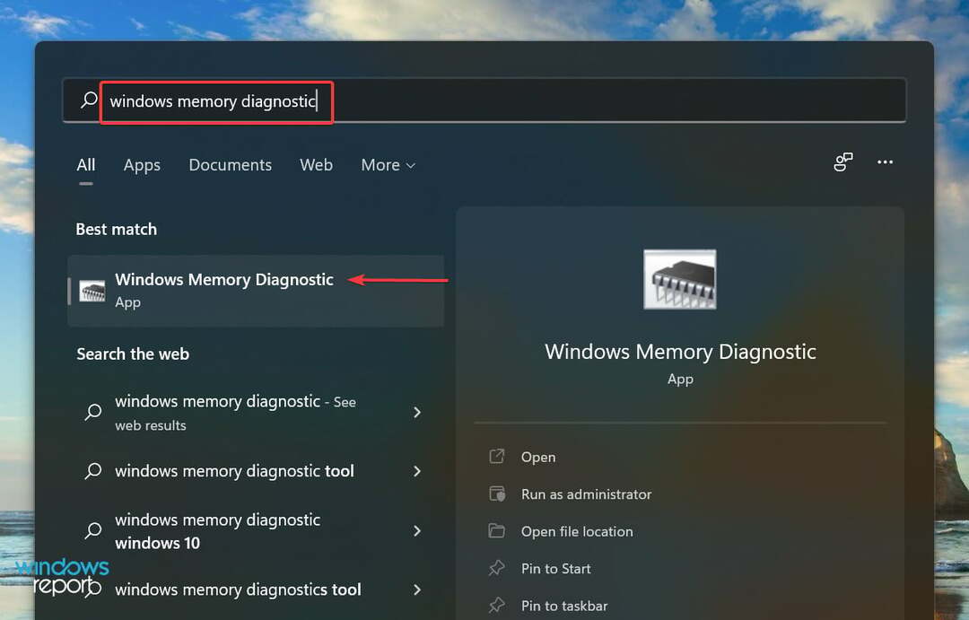 قم بتشغيل Windows Memory Diagnostic لإصلاح windows 11 لا يستخدم كل ذاكرة الوصول العشوائي