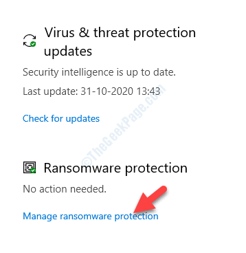 Ochrona przed wirusami i zagrożeniami Ochrona przed ransomware Zarządzaj ochroną przed ransomware