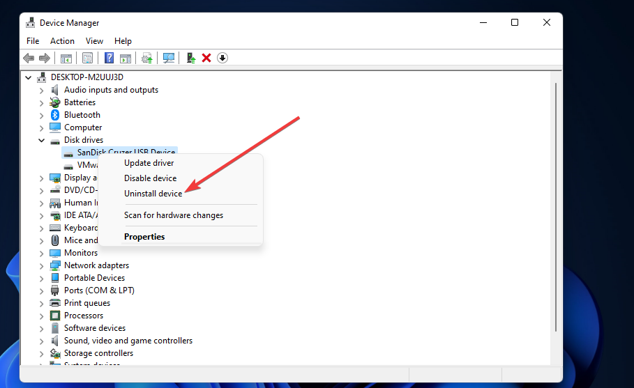 Možnost Odstrani napravo Windows 11 ne prepozna usb