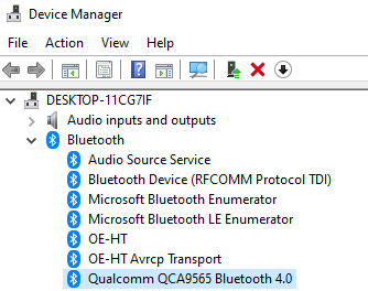 Bluetooth ierīces ierīču pārvaldnieks