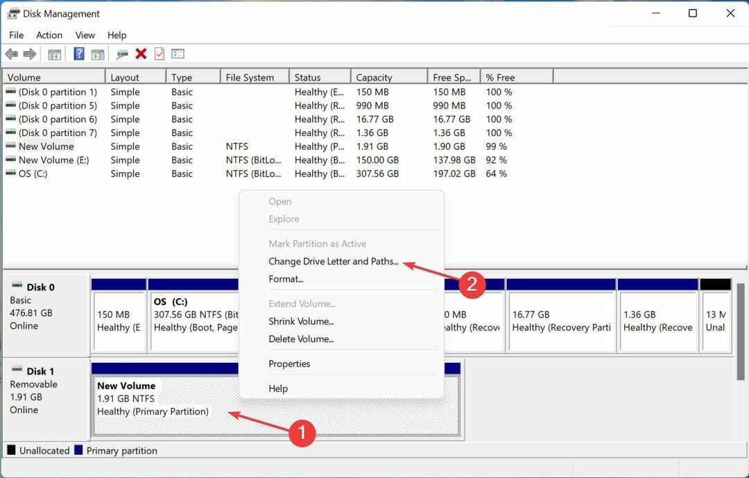 Измените букву диска и пути, чтобы исправить Windows 11, которая не распознает внешний жесткий диск
