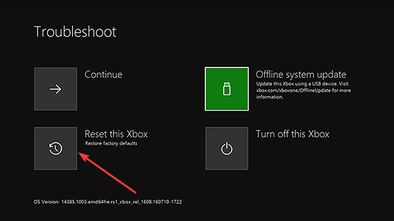 Resetujte tuto systémovou chybu Xbox -xbox one e208