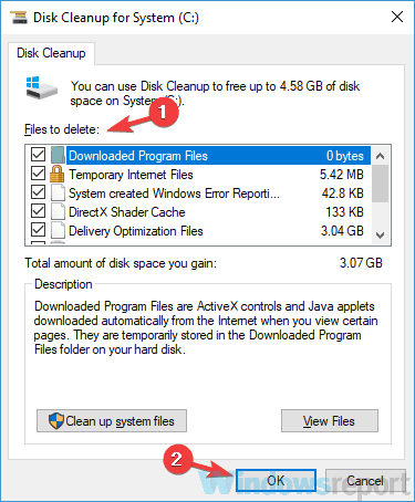 Wählen Sie die zu entfernenden Dateien aus