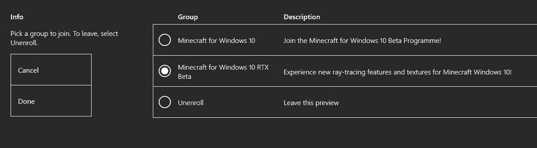 abilita Minecraft RTX beta