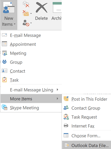 Outlook-Datendateioption Outlook Das Laufwerk, das Ihre Datendatei enthält, hat keinen Speicherplatz mehr