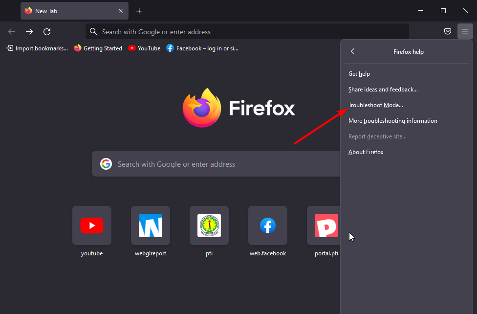 tõrkeotsingu režiim - sisestusklahv ei tööta Firefoxis