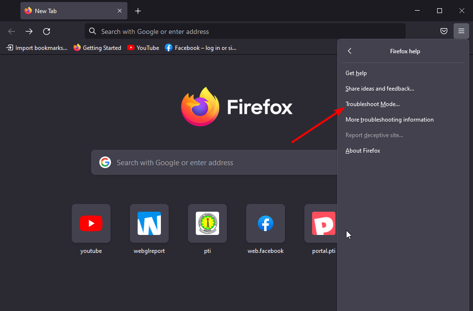 режим за отстраняване на неизправности - въведете ключ не работи firefox